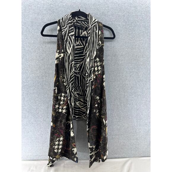 Atmosphere Women's sz L Reversible Drape Vest Boho Houndstooth Zebra Paisley - Picture 1 of 4